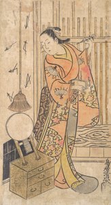 Actor como una mujer de pie junto a un espejo, ca. 1735