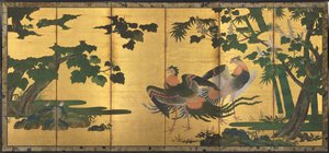 Pavos reales y fénixes, finales de 1500 de Tosa Mitsuyoshi