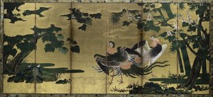 Fénixes y Paulownia, finales de 1500 de Tosa Mitsuyoshi