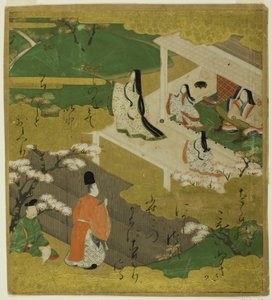 Ilustración de la Historia de Genji, capítulo 5 Waka-Murasaki