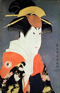 Cabeza y hombros del actor de kabuki Segawa Tomisaburo II como Yadorigi, esposa de Ogishi Kurando), publicado en 1794 (xilografía en color) de Toshusai Sharaku