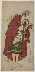 El actor Sakata Hangoro III como el novio Abumizuri no Iwazo en Koriyama, en realidad Kurisaka Taro Tomonori