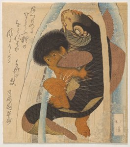 ¿Kintar? Luchando con la carpa gigante (Kintar? a Koi) de Totoya Hokkei