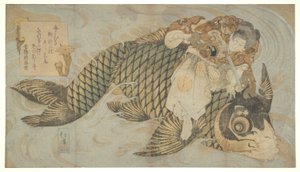Oniwakamaru sometiendo a la carpa gigante