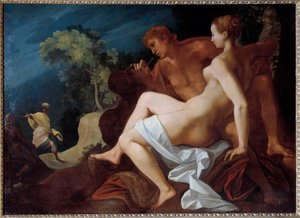 Angélica y Medoro Ilustración para “Le Roland Furieux” (Orlando Furioso) de Ludovico Ariosto representando a Medoro inscribiendo el nombre de Angélica en la roca de Toussaint Dubreuil