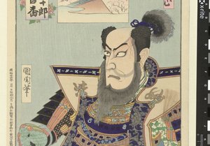 Ichikawa Danjuro IX como Kato Kiyomasa Kato Kiyomasa (título sobre objeto) Honderd rollen van Ichikawa Danjuro IX (título de la serie) Ichikawa Danjuro engei hyakuban (título de serie en objeto)