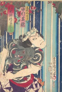 Retrato imaginario, Shuihuzhuan de Stage: Toryudai Mitate Suikoden Torodai - Actor Nakam..., 1875 de Toyohara Kunichika