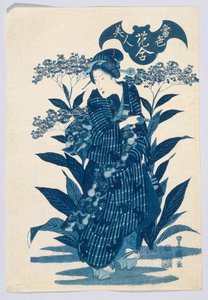 Bellezas de la última moda comparadas con la belleza de las flores (Tosei Bijin), de cartas de flores (Hanaawase) de Toyokuni II