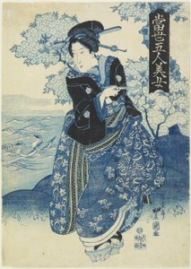Belleza sosteniendo una pipa, principios de 1830 de Toyokuni II
