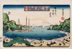 Barcos que regresan, Kanazawa, de la serie Ocho vistas de lugares famosos de Toyokuni II