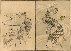 Tres hombres y carpa, 1814, 1924 de Toyota Hokkei