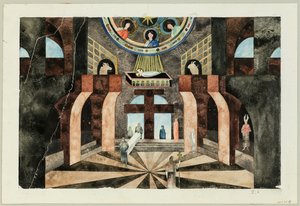 Diseño de escenario para la tragedia Die Nibelungen de Friedrich Hebbel, ca 1934 de Traugott Müller