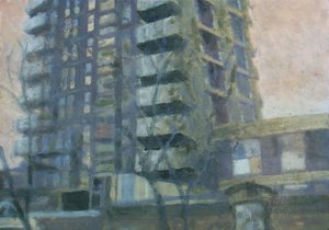 Un lugar para vivir 19, 2011 (óleo sobre contrachapado) de Trevor Burgess
