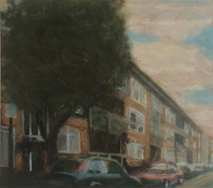 Un lugar para vivir 4, 2010 (óleo sobre contrachapado) de Trevor Burgess