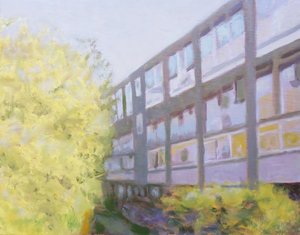 Un lugar para vivir 53, 2013 (óleo sobre contrachapado) de Trevor Burgess