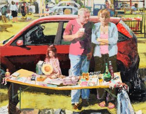 Car boot sale, 2011 (óleo sobre tabla)