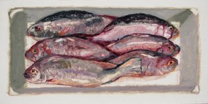 Caja de pescado 1 (Billingsgate, Londres), 2016 (óleo sobre tabla)