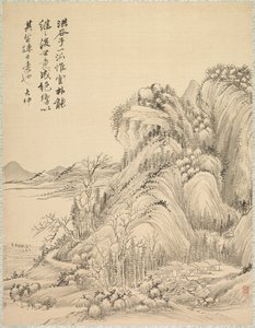 Viviendas bajo colinas plegadas, 1847 de Tsubaki Chinzan