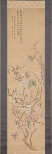 Flores de durazno rojas y blancas, 1843 de Tsubaki Chinzan