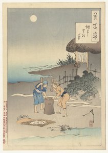 La luna sobre el pueblo de Chofu Chofu sato no tsuki (título sobre objeto) Cien aspectos de la luna (título de la serie) Tsuki hyakushi (título de serie en objeto)