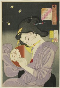 Encantado (Ureshiso), de la serie "Treinta y Dos Aspectos de Mujeres (Fuzoku sanjuniso)" de Tsukioka Yoshitoshi