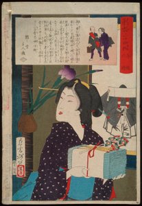 Geisha llevando toallas de mano a las 18:00