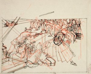 Dibujo preparatorio para la ilustración de un libro de Tsukioka Yoshitoshi