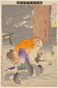 Priester Raigo von Miidera, aus der Serie Neue Formen der Sechsunddreißig Geister de Tsukioka Yoshitoshi