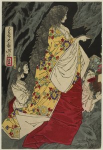 Seres sobrenaturales en Shirazunoyabu, Yawata de Tsukioka Yoshitoshi