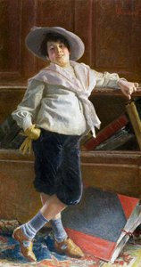 Retrato de joven, pintura de Tullio Salvatore Quinzio (1858-1918), óleo sobre lienzo, 80x100 cm de Tullio Salvatore Quinzio