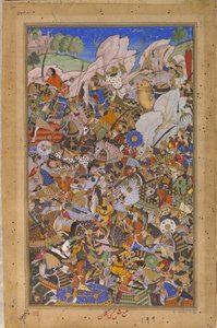 La batalla previa a la captura del fuerte en Bundi, Rajasthan, en 1577, 1592-1594 de Tulsi Kalan