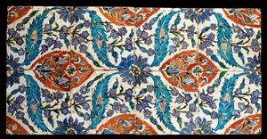 Ocho azulejos cuadrados policromados compuestos de Iznik, c.1575