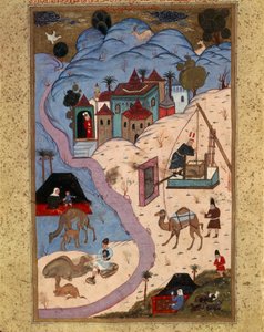Pintura que representa escenas de la vida cotidiana en el Imperio Otomano durante el sultanato de Suleimán el Magnífico, Turquía, siglo XVI