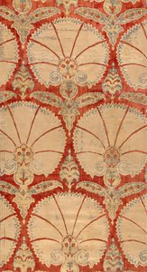 Panel de terciopelo rojo cortado con palmetas de clavel en oro y plata de Turkish School