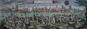 Vista panorámica de Constantinopla, finales del siglo XVIII de Turkish School