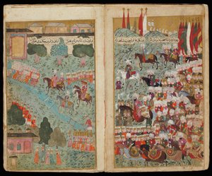 Mehmed III llega a la cabeza del ejército victorioso en Estambul del Manuscrito Campaña de Mehmed III de Turkish master