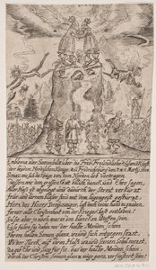 Federico III y Carlos Gustavo X se encuentran en Frederiksborg. Hoja satírica