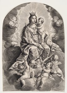 Virgen María en la Nube, con el Niño Jesús, Cetro y Corona