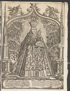La Virgen María con el Niño Jesús, rodeada de ángeles músicos de Ubekendt