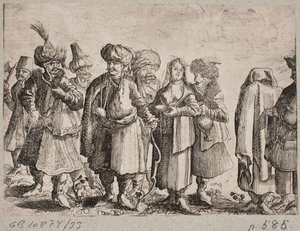 Hombres y mujeres con trajes orientales de Ubekendt