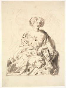 Retrato de una dama, sentada, medio cuerpo de Ubekendt