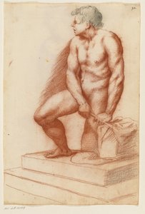 Hombre musculoso de pie, cortado a la altura de la cabeza
