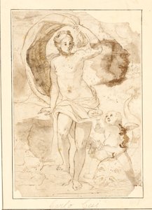 Venus siendo ofrecida perlas en una concha por Cupido montado en un delfín de Ubekendt