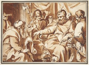 Un emperador romano consultando a un escriba de Ubekendt Ubekendt