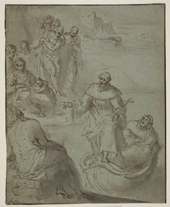 Santo monástico predicando desde un bote de Ubekendt Ubekendt