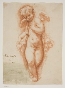 Putto de pie con una guirnalda de frutas