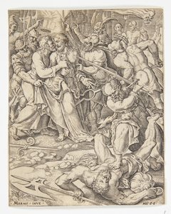 La traición de Cristo de Ubekendt efter Dirck Volckertsz. Coornhert efter Maarten van Heemskerck