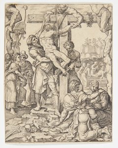 El descenso de la cruz de Ubekendt efter Dirck Volckertsz. Coornhert efter Maarten van Heemskerck