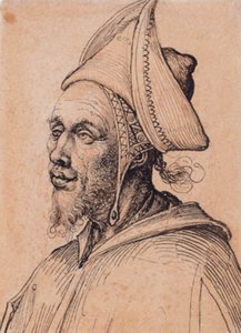 Hombre barbudo con tocado oriental puntiagudo de Ubekendt tysk slutningen af 1400 tallet