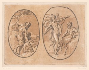 Marsyas encuentra la flauta de pan de Minerva de Ugo da Carpi (possibly)